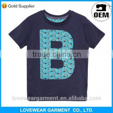 popular wholesale 100%cotton blue cartoon blank kids t shirts