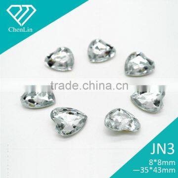 JN3 heart mirror foiled faceted point back acrylic jewels rhinestones DIY fashion decoration, craft fitting garment bags