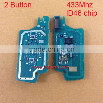 2 button Peugeot electronic board with 433mhz ID46 chip for 2 button Peugeot remote car key with 307&407 blade