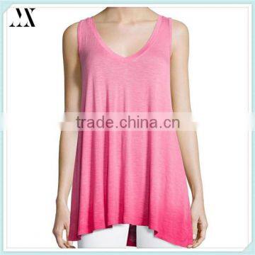 OEM Wholesale 2016 Womens Tank Jersey Tank Lounge Sleeveless Tunic Pink Tunic