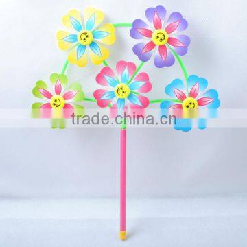 Flower shape colorful plastic pinwheel for sale