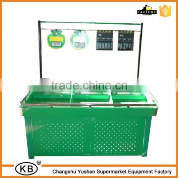 Green color supermarket fruit display vegetable rack