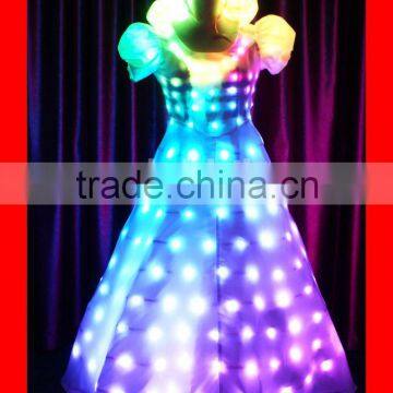 RGB color change light up princess dress,programmable battery led wedding dress,led lights prom dress