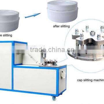 Plastic bottle cap slitting machine