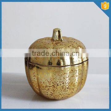 Electroplating large storage glass pumpkin candy jar and lid