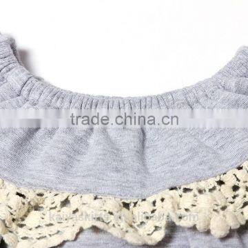 2016 Wholesale Safe and Comfortable Stylish Girl Cotton Grey Classical Baby Rompers photo-4