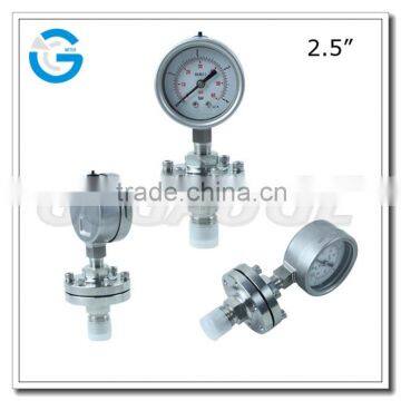 High quality 2.5 inch all stainless steel oil filled diaphragm seal pressure meter
