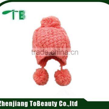 2016 cute girl knitted pompon hat