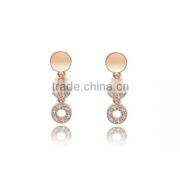 Wedding Jewelry Alloy Crystal Three Circle Long Earrings For Women