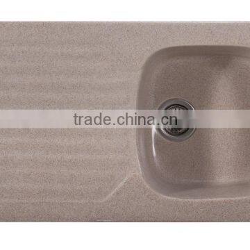 acrylic solid surface/ quartz cream color double kitchen sink,resin stone kitchen sinks