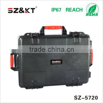 Hard plastic equipment case with wheels