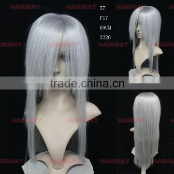 High quality long straight grey wholesale synthetic wigs