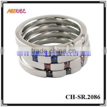 High polished stainless steel stone ring with various colors