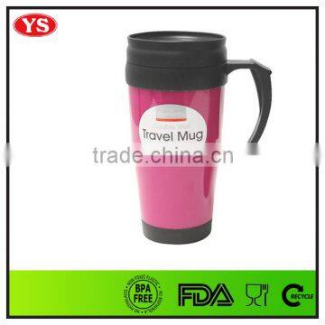 400ml Thermos Double Wall Translucent Plastic Travel Mug With Handle