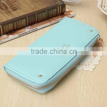 Women Leather Bow Pendant Clutch Long Card Purse Handbag Zip Wallet Bag Holder