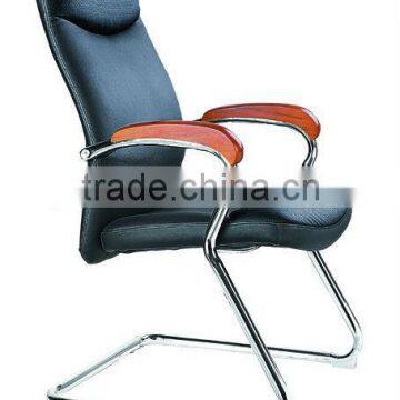 breath black leather conference chair with wood armrest AB-169A