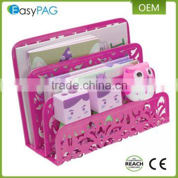 EasyPAG 3 Upright colorful cheap square metal office desktop letter tray