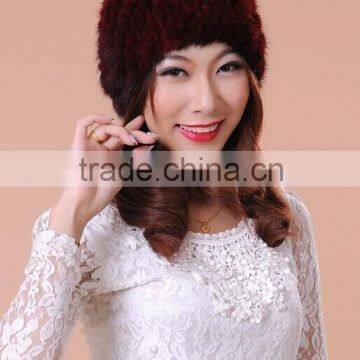 Top quality knitted real mink fur hats from China