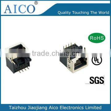 china supplier best quality pcb mount 90 degree single half-shielded 10P8C amp rj45 connectors