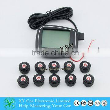 WIRELESS TPMS External Sensor tire pressure monitor system 10 tires truck TPMS XY-TPMS610E