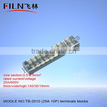 Copper material TB terminal block bar termina block 25A 10P TB-2510