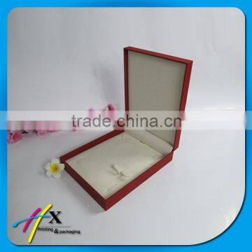 Square Red High-grade Velvet Wooden Necklace Box Jewelry Case