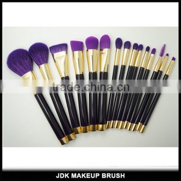 15PCS Purple Synthetic Make Up Brush Set Gold Quality