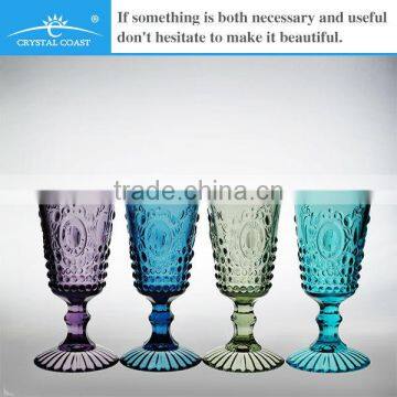 bulk antique decorative blue green colored glass stemware