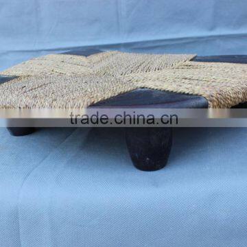 Vintage Small Wooden Chairs With Straw Seat photo-2