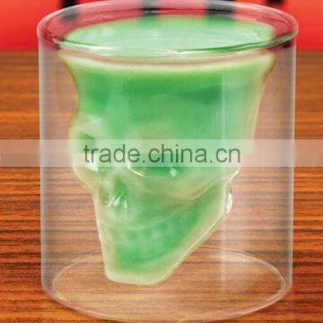 Skull Heat Resistant Glass Coffee Cup Personalized Skull Heads Hand Blown Double Wall Glass Cup photo-4