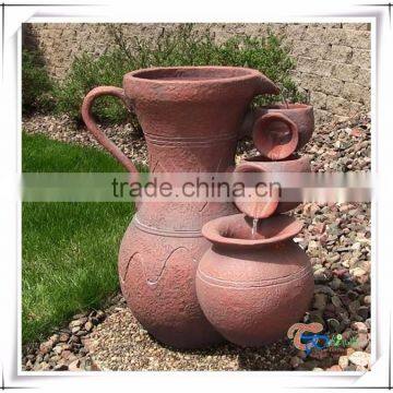 Small indoor multi ceramic pot fiberglass fountain