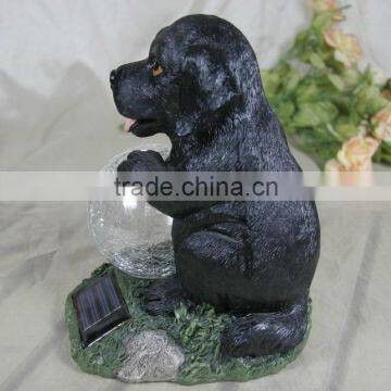 Resin Solar Lighting Dog Figurine With Luminous Glass Ball photo-2