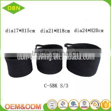 Cotton Rope Material Woven Black Storage Baskets photo-3