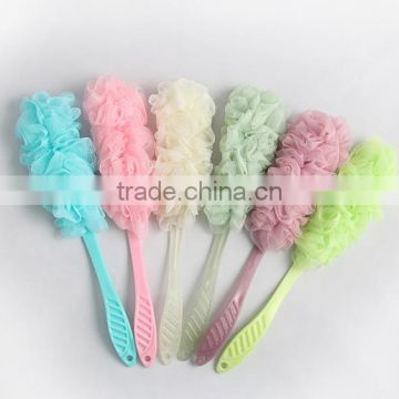 soft mesh bath sponge brush with plastic holder