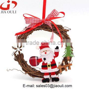 Hot Sales Christmas Decorations With Santa Claus Rattan Christmas Wreath Ornament photo-2