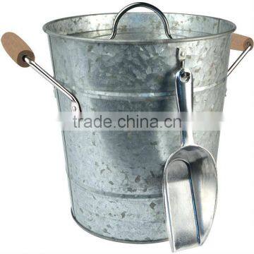 5L food grade metal ice bucket with lid and scoop zinc color