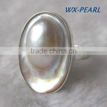 Fashion Lady Pearl Ring Silver Golden Ring Tahitian Pearl Ring photo-3