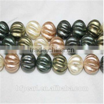 Wholesale Price of 10mm Multicolor Pumpkin Shape Shell Pearls Loose Strands Jewelry