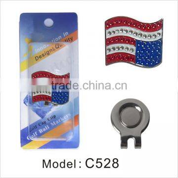 manufacture flag style golf cap clips for wholesale