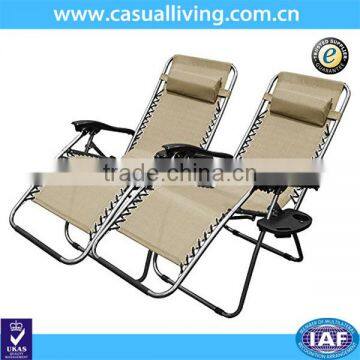 Set of 2 Outdoor Rechliner Chair With Cup Holder