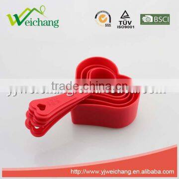 WCA009 Heart Shape, Kitchen Measuring Cups, (Red Set Of 4),plastic material,PP,lower price