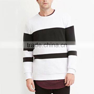 Cotton material slim fit white and blue stripe t-shirt long sleeve