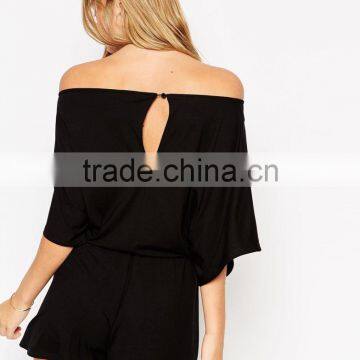 2015 Fashionable Hot Sale OEM Customized Off ShoulderJersey Romper With Kimono Sleeve photo-2