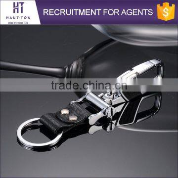 Top Selling Fashion Luxury Alloy Car Black Genuine Top Cow Leather Keychains High Quality Popular Silver Ring Gift Key Chain photo-2