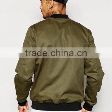 High Quality New Design Durable 100% Cotton Dark Green Rib Cuffs Round Neck Function Pocket Autumn Casual Men Bomber Jacket photo-2