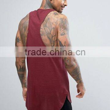 High Quality New Design Custom Dark Red Color Gym Wear Comfortable 100% Cotton Fashion Men's Sport Vest photo-2