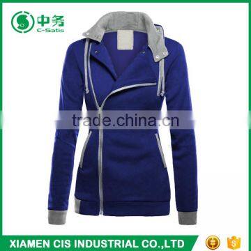 2017 Latest Fashion European Style Multi Color Women Winter Oblique Zipper Hoodie photo-4
