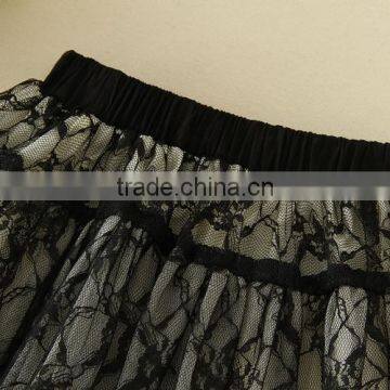Wholesaler In Stock Item Lace Pattern Mini Dress Black White Cotton Midi Tutu Skirt photo-3