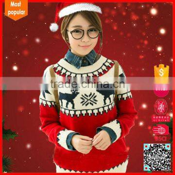 Woman sweater christmas 100% acrylic knitting patterns deer