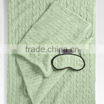 100% Cashmere Cable Travel Pillow Set